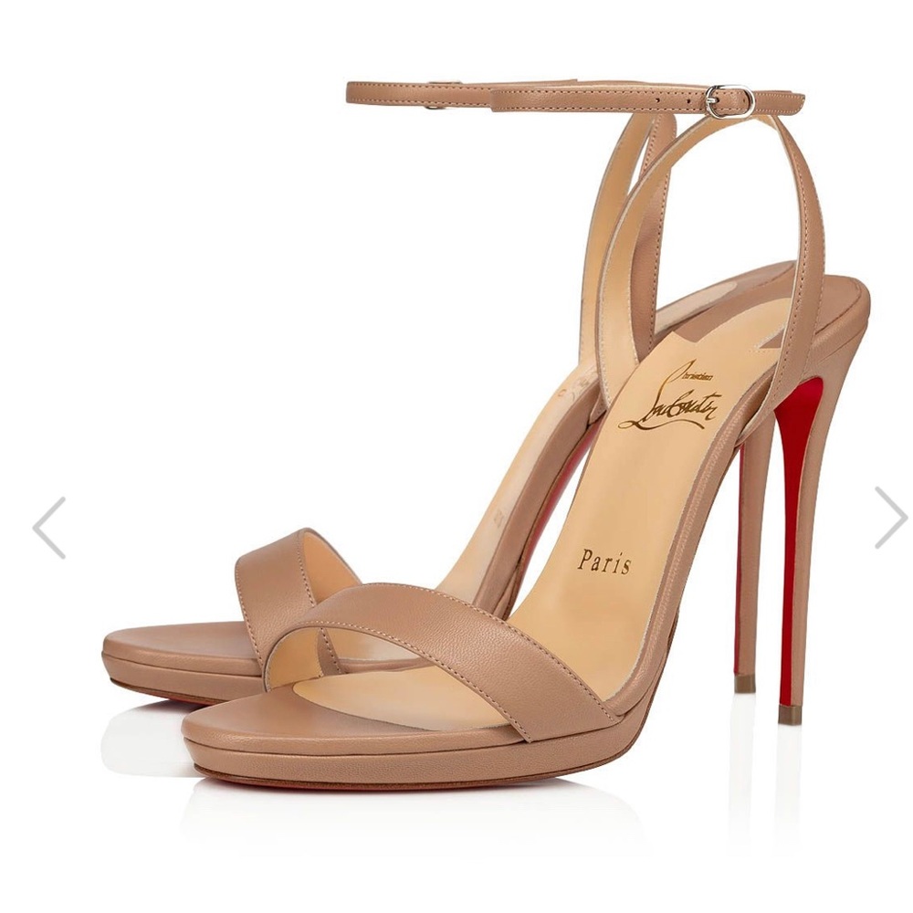 Christian Louboutin Loubi Queen Sandal Heels Nude